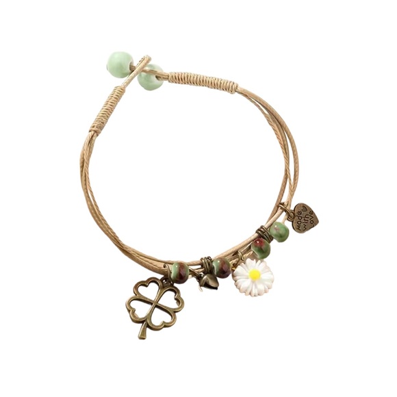 Layered Rope Daisy Charm Bracelet - Picture 3 of 7